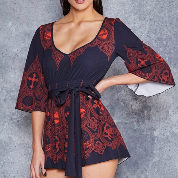 INVOCATION KIMONO PLAYSUIT Blackmilk clothing - Picture 2 of 3